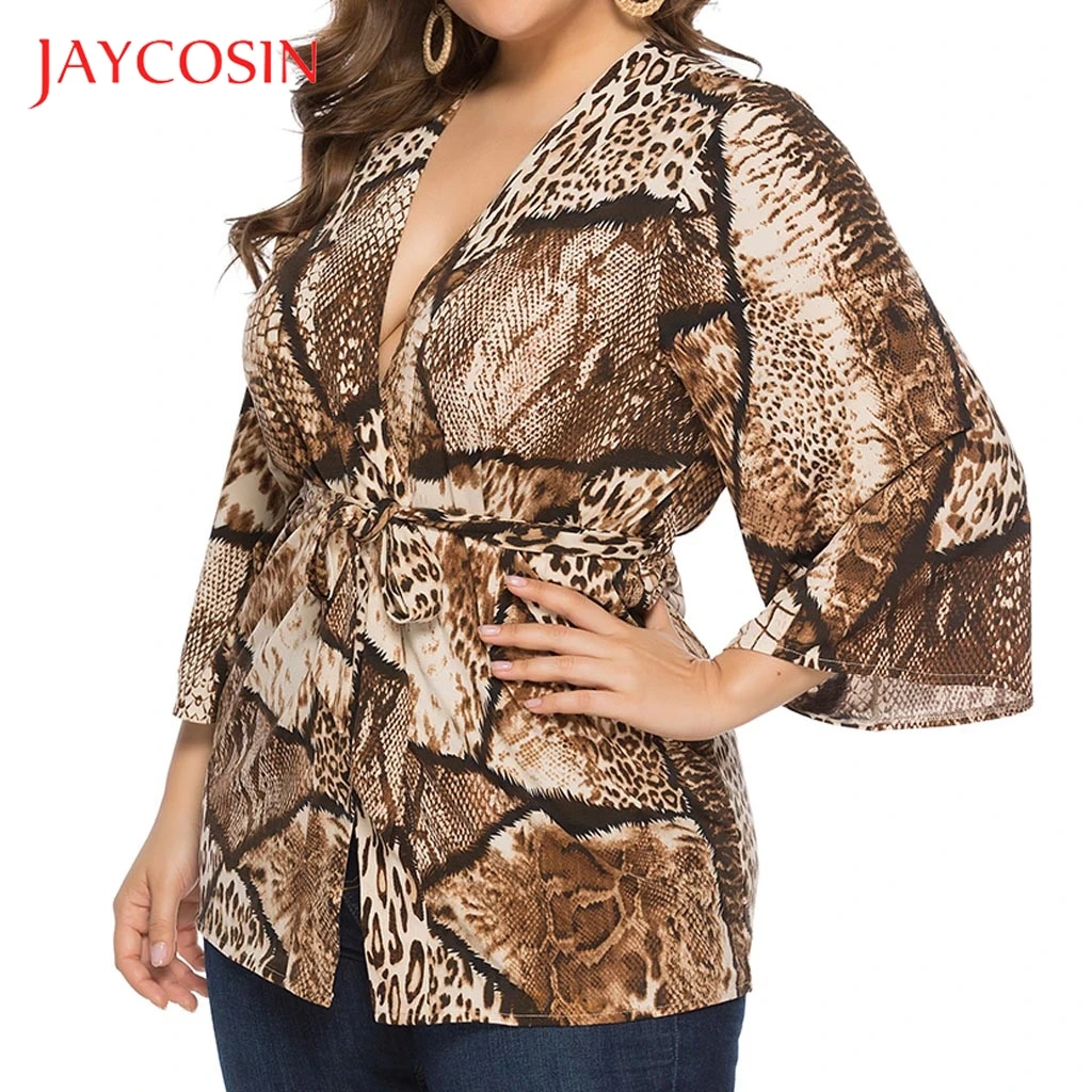 JAYCOSIN 5XL Women Summer Tshirt 2019 Casual Plus Size Snake Print Belted Three Quarter Bandage Loose t shirt women Tops 723
JAYCOSIN 5XL Women Summer Tshirt 2019 Casual Plus Size Snake Print Belted Three Quarter Bandage Loose t shirt women Tops 723