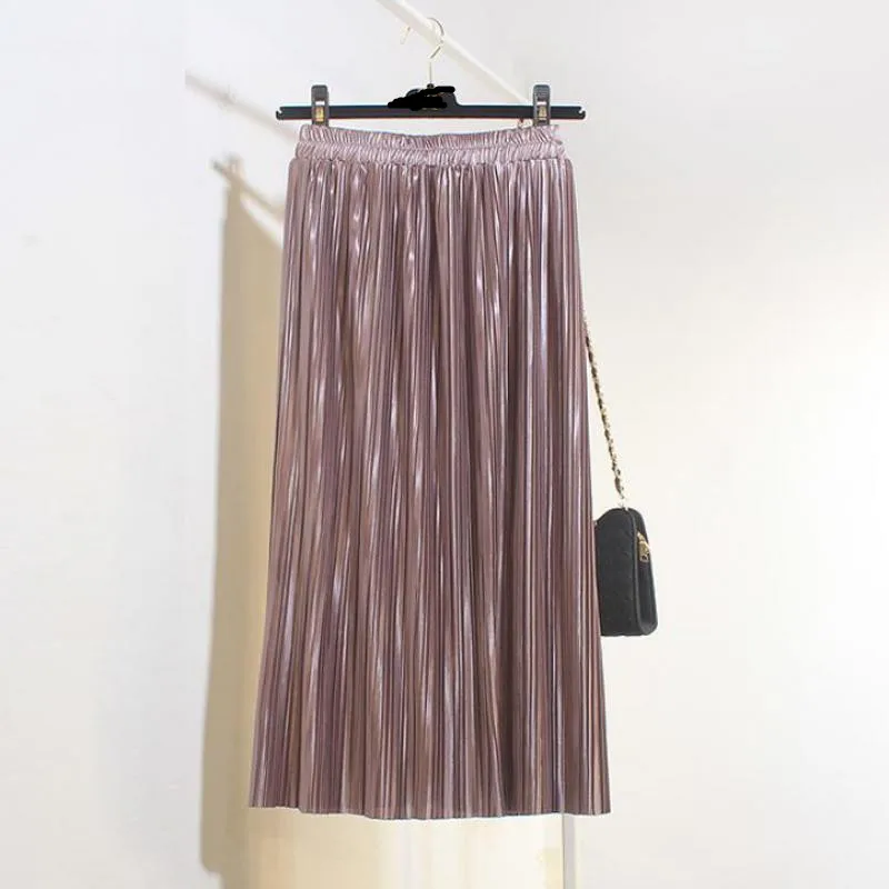 2019 Sping New Arrival Korean Style Metallic Sensation Long Skirts For Women Solid High Waist Skirt Pleated Skirt Free Shipping 
2019 Sping New Arrival Korean Style Metallic Sensation Long Skirts For Women Solid High Waist Skirt Pleated Skirt Free Shipping