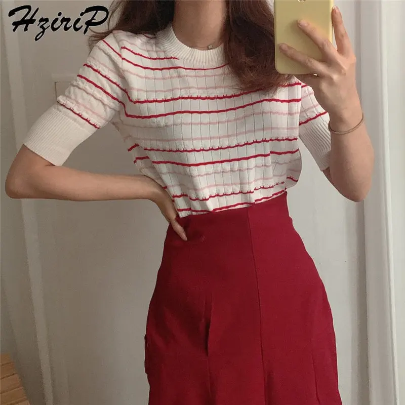 HziriP New Arrival Summer Women Light Brief Fashion 2019 Color-Hit Simple All-Match Knitted Casual Half-Sleeved Loose T-shirt
HziriP New Arrival Summer Women Light Brief Fashion 2019 Color-Hit Simple All-Match Knitted Casual Half-Sleeved Loose T-shirt