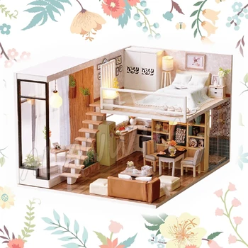 Miniature Doll House Loft Home Two Layer DIY Wooden Dollhouse With Furnitures Crafts Adult Teenager Toys Model Building Kits
Miniature Doll House Loft Home Two Layer DIY Wooden Dollhouse With Furnitures Crafts Adult Teenager Toys Model Building Kits