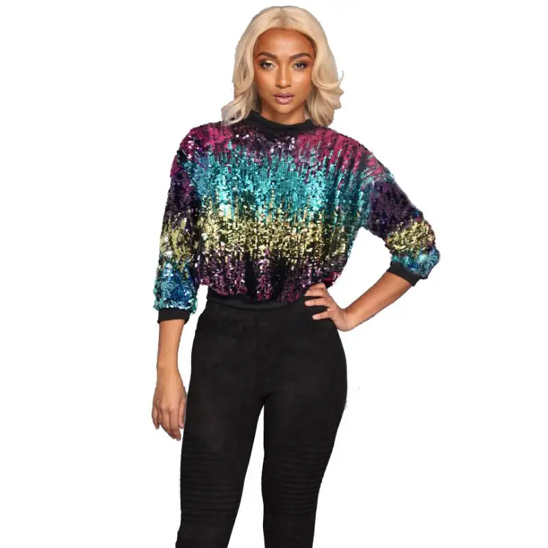 2019 Women Full Sequined Hoodies Sweatshirt O-neck Long Sleeve Bling Loose Pullover Sweatshirt Lady Mujer
2019 Women Full Sequined Hoodies Sweatshirt O-neck Long Sleeve Bling Loose Pullover Sweatshirt Lady Mujer