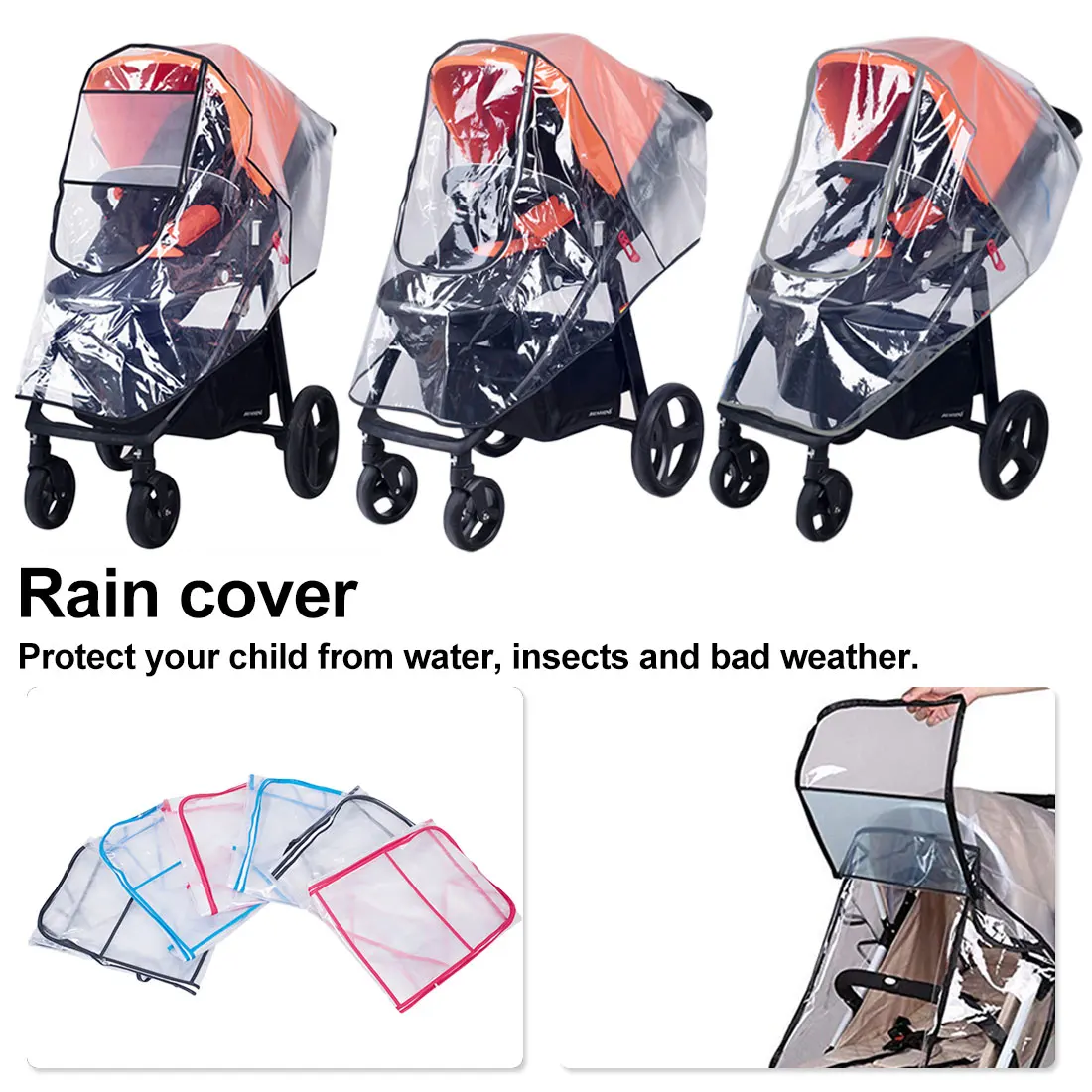 PEVA Zipper infant car cover Baby stroller rain cover Open Dust Shield with windows For Strollers Raincoat accessories
PEVA Zipper infant car cover Baby stroller rain cover Open Dust Shield with windows For Strollers Raincoat accessories