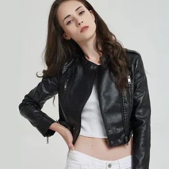 New Fashion Black Leather Jacket For Women Short Faux Soft Leather Motorcycle Jackets Autumn Spring Femme Zipper PU Crop Top
New Fashion Black Leather Jacket For Women Short Faux Soft Leather Motorcycle Jackets Autumn Spring Femme Zipper PU Crop Top