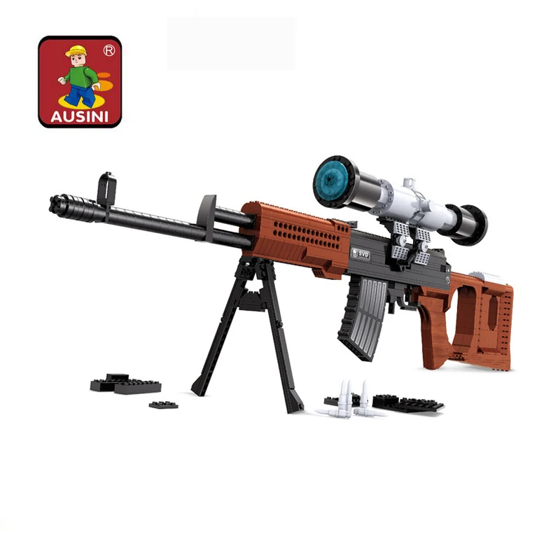 Ausini Gun Toys Educational Bricks DIY Toy SVD Sniper Gun Building Blocks 3D Construction Sets for Children 3D scale models
Ausini Gun Toys Educational Bricks DIY Toy SVD Sniper Gun Building Blocks 3D Construction Sets for Children 3D scale models