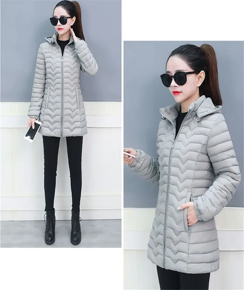 New light Thin Down cotton Jacket Women Autumn Winter loose Warm Cotton Jackets Plus size Womens Casual Hooded Parkas 6XL F748