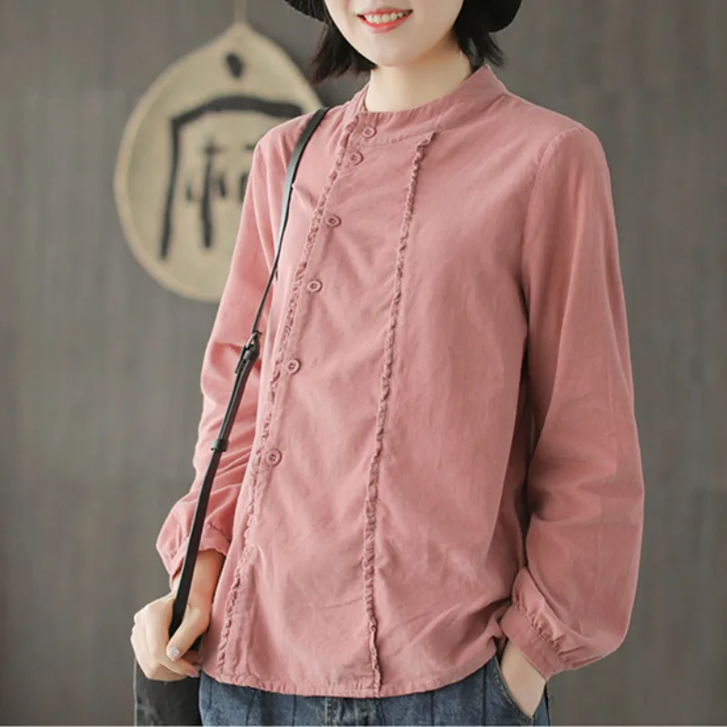 Johnature 2019 New Style Cotton Button Casual Linen Long Sleeve Ladies Blouse Loose o-neck Spring Solid Fashion Women Blouse
Johnature 2019 New Style Cotton Button Casual Linen Long Sleeve Ladies Blouse Loose o-neck Spring Solid Fashion Women Blouse