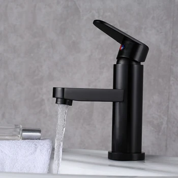 Black Bathroom Basin Faucet Stainless Steel Waterfall Basin Sink Mixer Tap Deck Mounted Bathroom