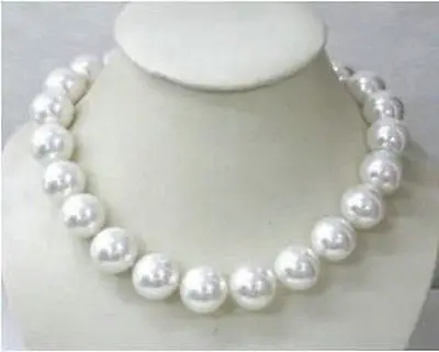 

Free Shipping 16MM GORGEOUS AAA WHITE SHELL PEARL NECKLACE 18"