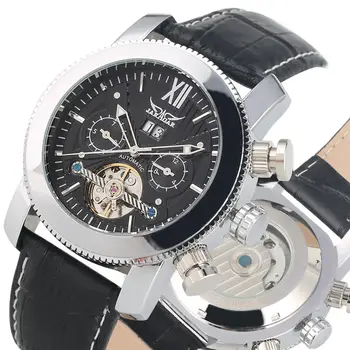 Men Watch Leather Band Automatic Self Wind Skeleton Watches Date Display Dual Time Mechanical Watch reloj automatico de hombre
Men Watch Leather Band Automatic Self Wind Skeleton Watches Date Display Dual Time Mechanical Watch reloj automatico de hombre