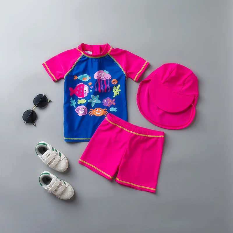Girls Swimsuit Two Pieces Separate Bathing Suits Short Sleeve Rose Red UPF50+ Anti-UV Children Beach Wear Rash Guards for Girl
Girls Swimsuit Two Pieces Separate Bathing Suits Short Sleeve Rose Red UPF50+ Anti-UV Children Beach Wear Rash Guards for Girl