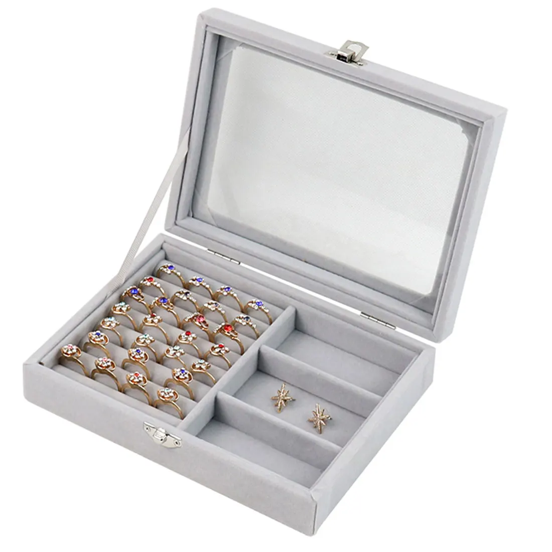 Jewelry Box 2 Kinds Compartments Organizer Choker Ring Makeup Necklace Large Flannel Square Storage Box
Jewelry Box 2 Kinds Compartments Organizer Choker Ring Makeup Necklace Large Flannel Square Storage Box