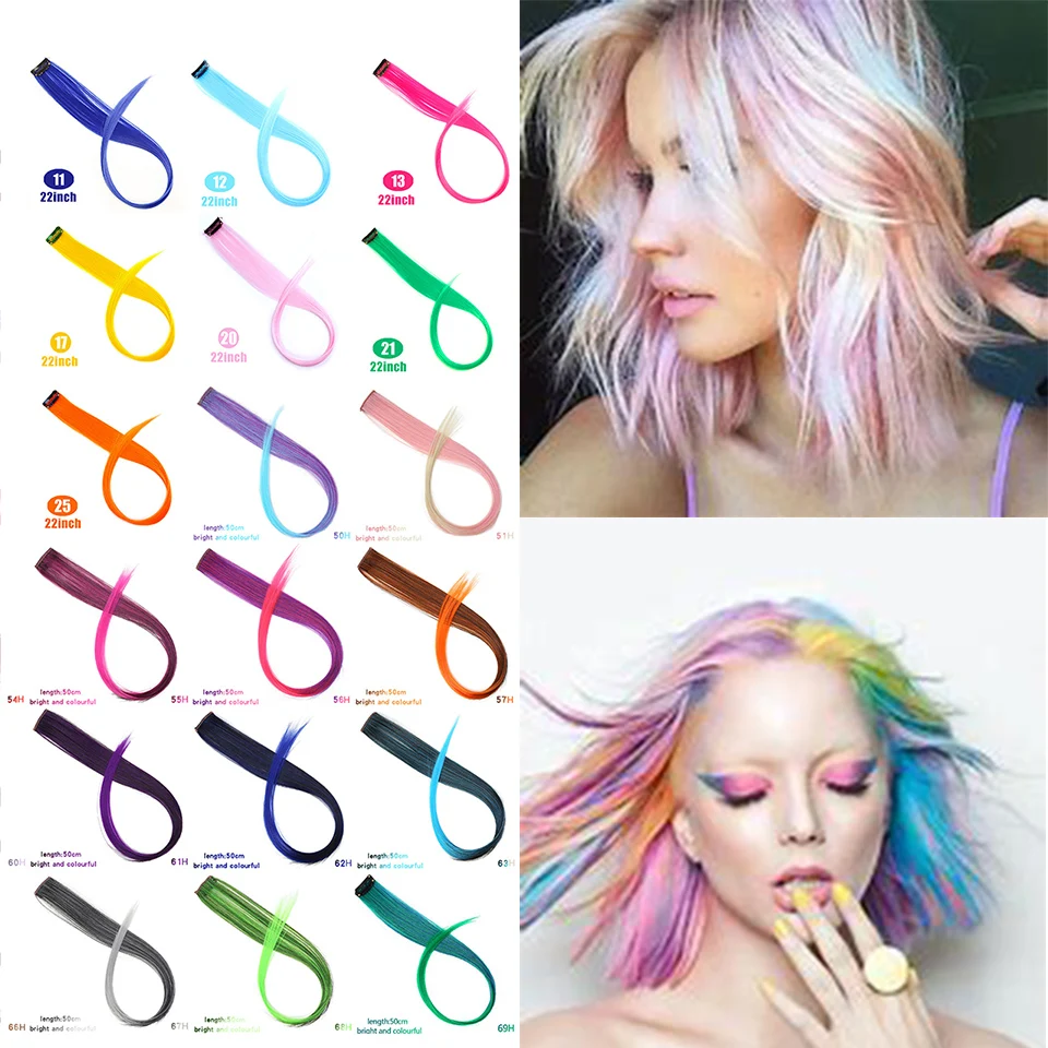 MSTN Highlight Hair Extensions 22" Rainbow Hair Extensions Multiple Colors Hairpieces For Party Highlights Clips For Hair
MSTN Highlight Hair Extensions 22" Rainbow Hair Extensions Multiple Colors Hairpieces For Party Highlights Clips For Hair