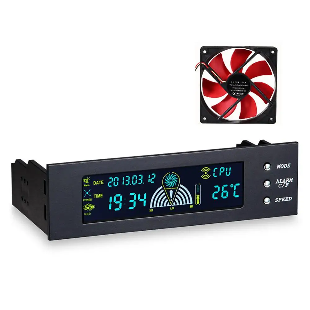 5.25Inch PC Computer Front Panel LCD Cooling Fan Speed Temperature Controller
5.25Inch PC Computer Front Panel LCD Cooling Fan Speed Temperature Controller