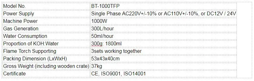 BT-1000TFP specification