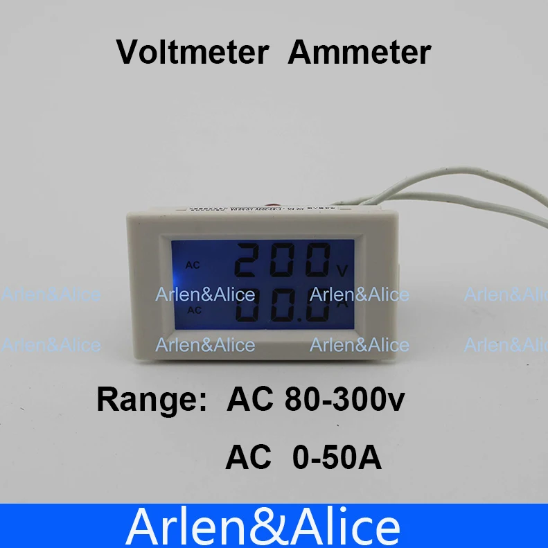 Dual LCD display Voltage and current meter blue backlight panel voltmeter ammeter range AC 80-300V 0-50.0A D85
Dual LCD display Voltage and current meter blue backlight panel voltmeter ammeter range AC 80-300V 0-50.0A D85