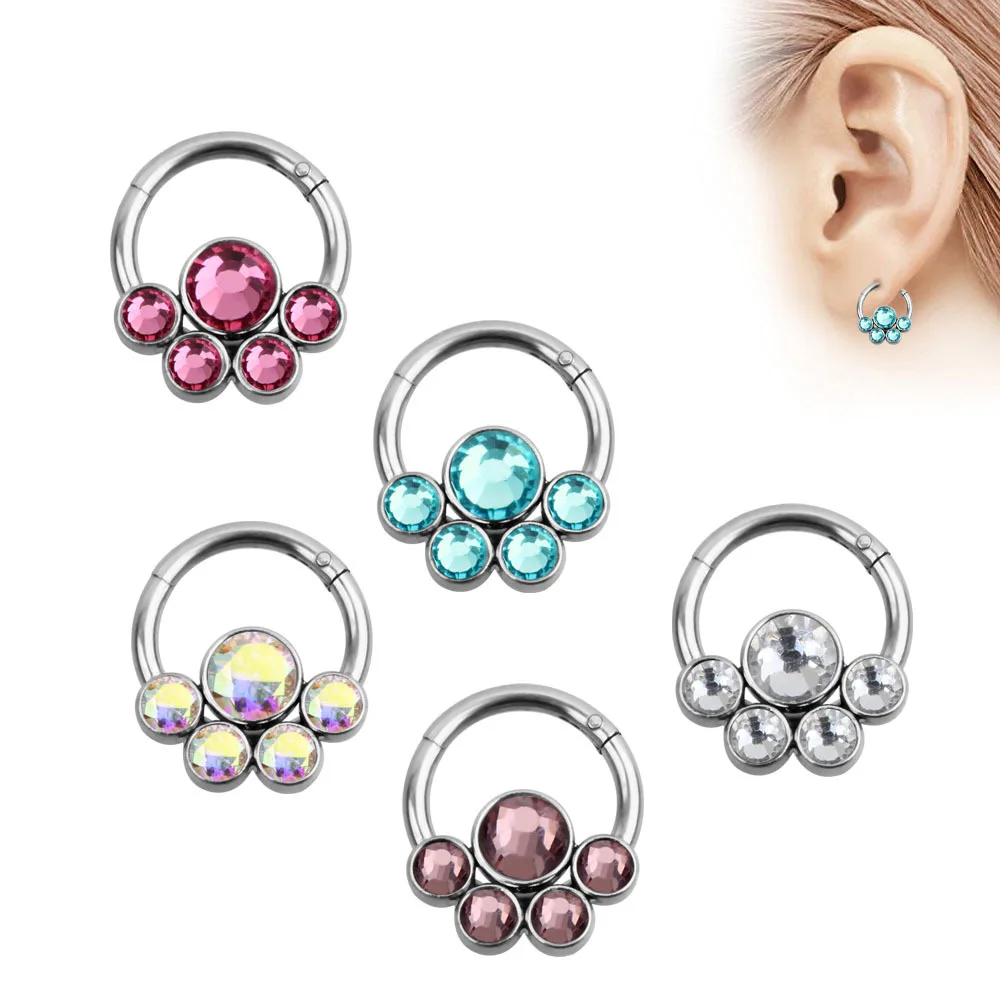 New Arrival Gem Segment Septum Clicker Stainless Steel Multi Nose Segment ring
New Arrival Gem Segment Septum Clicker Stainless Steel Multi Nose Segment ring
