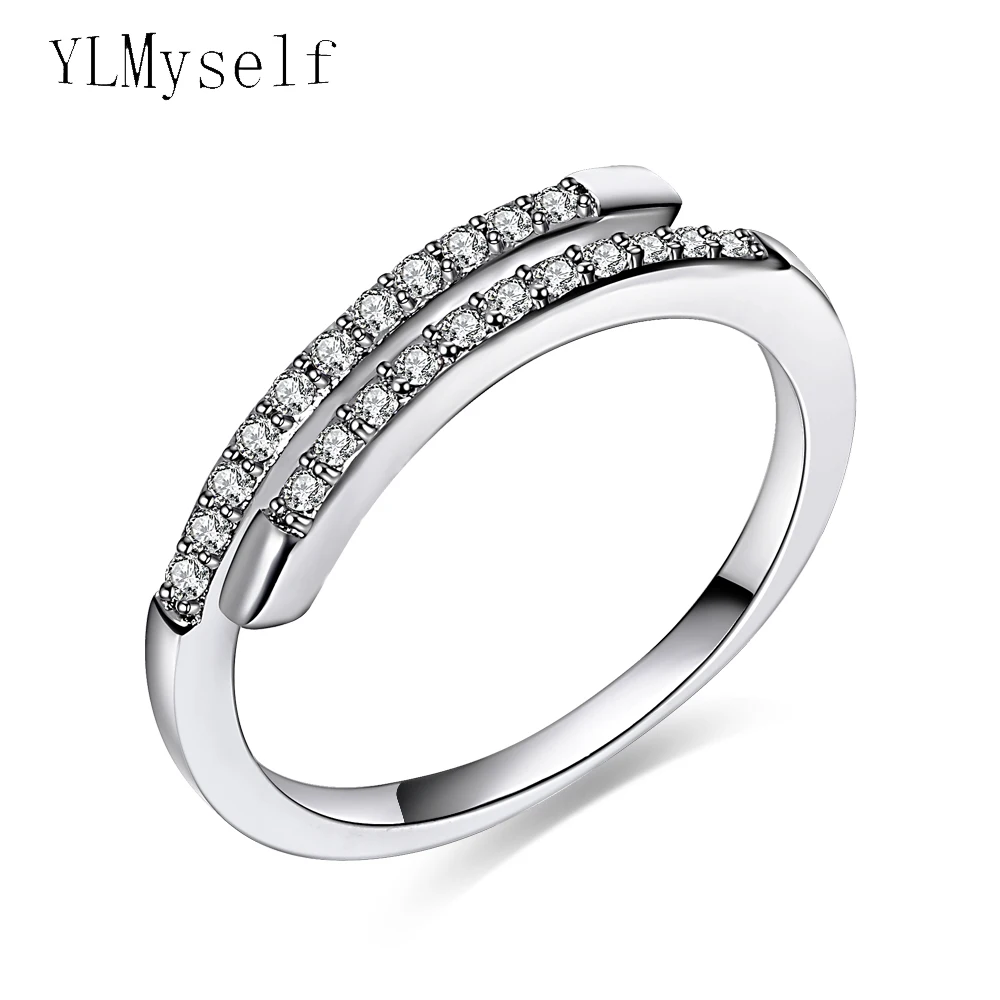 Элегантное недорогое кольцо высокого качества с белыми кристаллами ювелирные