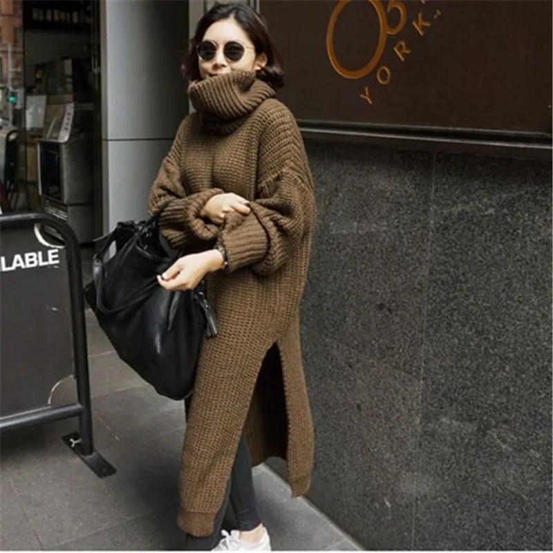 limiguyue autumn turtleneck women sweater dress solid warm long sleeve split knitted dresses large size loose vestidos T071
limiguyue autumn turtleneck women sweater dress solid warm long sleeve split knitted dresses large size loose vestidos T071