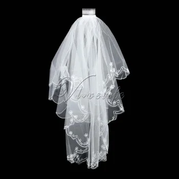 White Short 81CM Wedding Bridal Veils+Comb 2 Layer Embroidery Lace Edge Bead Wedding Cathedral Dress Decor Accessories
White Short 81CM Wedding Bridal Veils+Comb 2 Layer Embroidery Lace Edge Bead Wedding Cathedral Dress Decor Accessories