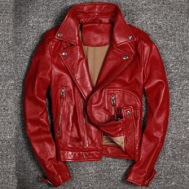 Classical Sheepskin Real Leather Jackets and Coats Women Streetwear Black Red European Striped Genuine Leather Jacket 3XL A582
Classical Sheepskin Real Leather Jackets and Coats Women Streetwear Black Red European Striped Genuine Leather Jacket 3XL A582
