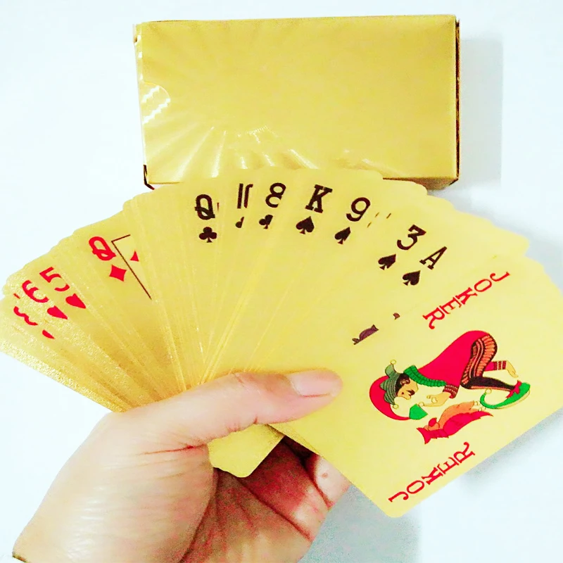 

52 Plastic 24k Gold Foil Waterproof Poker Cards Pvc Playing Cards Cartes texas Poker Set Anime Playing Cards Party Game