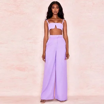 2019 Yellow Purple Top And Pants Fashion 2 Piece Set Sexy Spaghetti Strap Short Top Solid Casual Wide Leg Clubwear Suits
2019 Yellow Purple Top And Pants Fashion 2 Piece Set Sexy Spaghetti Strap Short Top Solid Casual Wide Leg Clubwear Suits