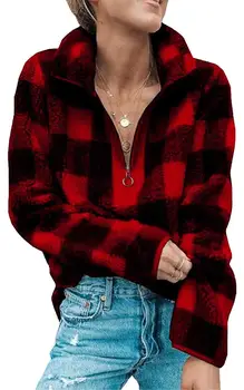 2019 Women Long Sleeve 1/4 Zipper Lapel Fleece Pullover Sweater shirt Warm Plaid Fluffy Hoodies Sherpa Knit Soft Outwear Coat
2019 Women Long Sleeve 1/4 Zipper Lapel Fleece Pullover Sweater shirt Warm Plaid Fluffy Hoodies Sherpa Knit Soft Outwear Coat