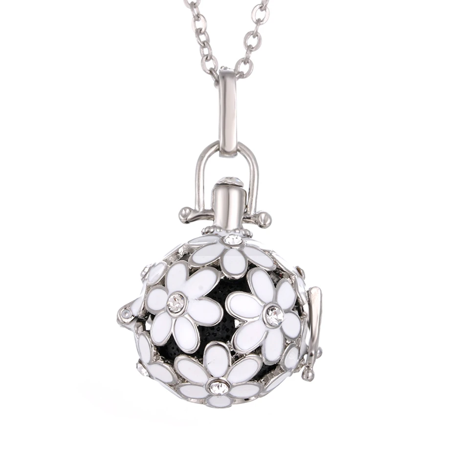 Silver White Daisy Flower Ball Lava Rock Aroma Necklace Essential Oil Diffuser Boho Locket Pendant Necklace Come with 70cm Chain
Silver White Daisy Flower Ball Lava Rock Aroma Necklace Essential Oil Diffuser Boho Locket Pendant Necklace Come with 70cm Chain
