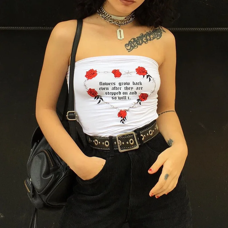 Summer Women Sexy Strapless Tube Top Flower Printed Summer Letters Streetwear Off Shoulder Crop Top
Summer Women Sexy Strapless Tube Top Flower Printed Summer Letters Streetwear Off Shoulder Crop Top