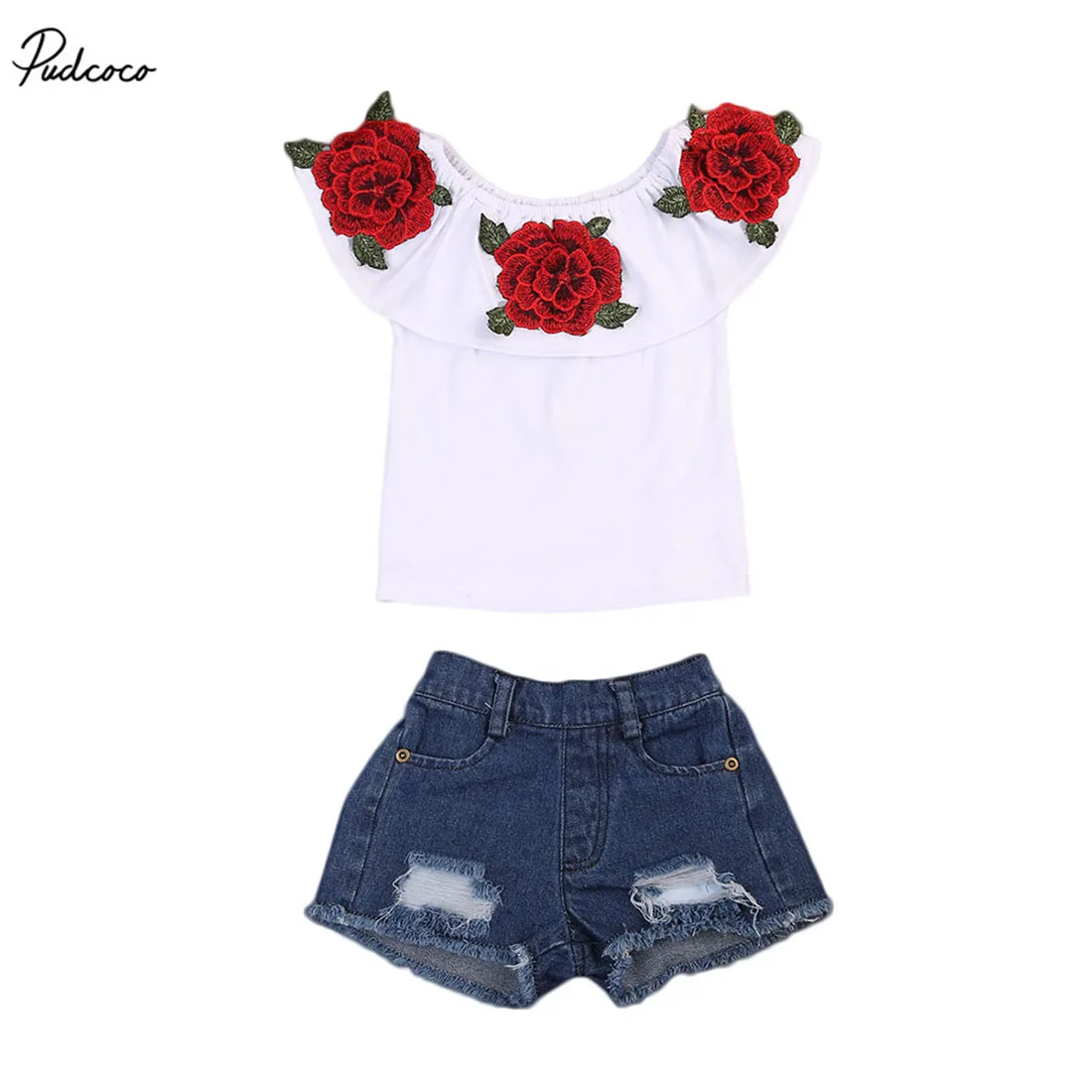 2Pcs Cute Toddler Baby Kids Girls 3D Embroidery Flower Ruffle Tops Denim Hole Shorts Outfits Clothes
2Pcs Cute Toddler Baby Kids Girls 3D Embroidery Flower Ruffle Tops Denim Hole Shorts Outfits Clothes