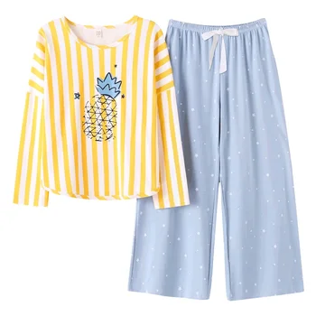Striped top + stars print pants pyjamas for women cotton casual clothes pajamas set plus size 3XL homewear autumn clothes women
Striped top + stars print pants pyjamas for women cotton casual clothes pajamas set plus size 3XL homewear autumn clothes women