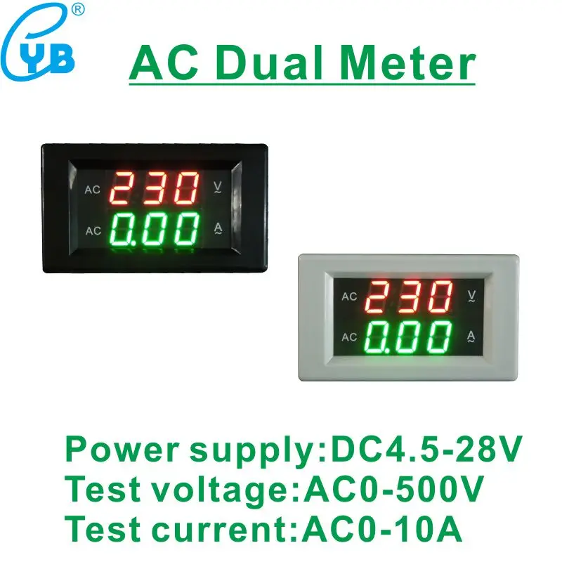 Voltage Regulator Supply Voltage DC 4.5-28V LED Digital AC Volt Amp Panel Meter AC 0-10A Current Voltage Dual Meter AC 0-500V
Voltage Regulator Supply Voltage DC 4.5-28V LED Digital AC Volt Amp Panel Meter AC 0-10A Current Voltage Dual Meter AC 0-500V
