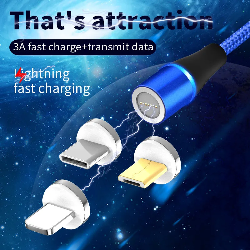 360 Rotable Magnetic Cable For iPhone Lightning Micro Usb Type C Data Transmission Fast Charging Cable Magnetic Charger LED 3A1m
360 Rotable Magnetic Cable For iPhone Lightning Micro Usb Type C Data Transmission Fast Charging Cable Magnetic Charger LED 3A1m