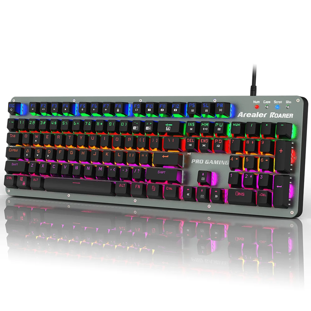 

USB Wired Mechanical Keyboard 104 Keys RGB PC Computer Gaming keyboards Macro Anti-ghosting LED Backlight for lol dota