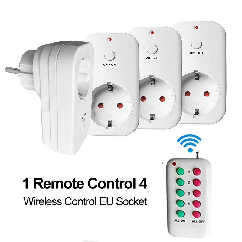 EU RF Socket Plug Wireless Control Smart Socket Power Outlet RF433 Remote Control Turn On/Off Home Appliance Smart Home 110-240V
EU RF Socket Plug Wireless Control Smart Socket Power Outlet RF433 Remote Control Turn On/Off Home Appliance Smart Home 110-240V