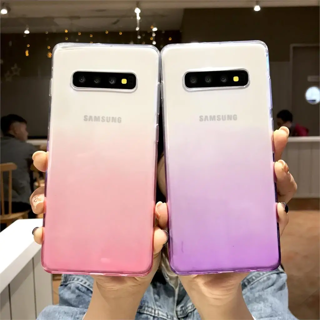Gradient Case For Samsung Galaxy S10 S10E Note 9 8 S8 Plus S9 Cover TPU Soft A6 A7 A8 A9 J4 J6 2018 A5 J3 J5 J7 2017 |