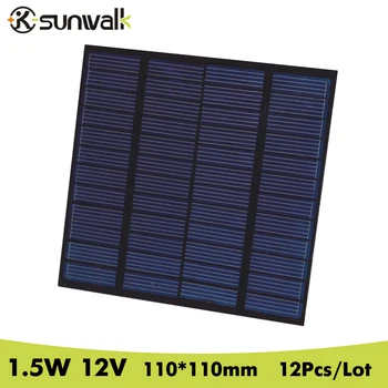SUNWALK 12pcs 1.5W 125mA Polysilicon Solar Panel Cell Module 12V Solar Panel Battery 12V for Solar System Test 110*110mm
SUNWALK 12pcs 1.5W 125mA Polysilicon Solar Panel Cell Module 12V Solar Panel Battery 12V for Solar System Test 110*110mm