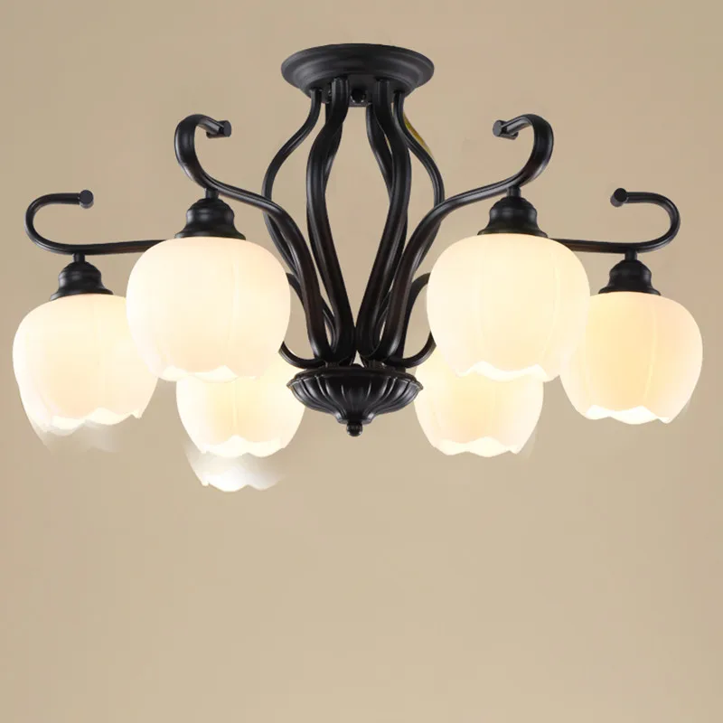 Vintage Iron Ceiling Light Wrought Iron Surface Mounted Lighting Bedroom Glass Ceiling Lamp 3/6/8pcs E27 glass lampshade fixture
Vintage Iron Ceiling Light Wrought Iron Surface Mounted Lighting Bedroom Glass Ceiling Lamp 3/6/8pcs E27 glass lampshade fixture