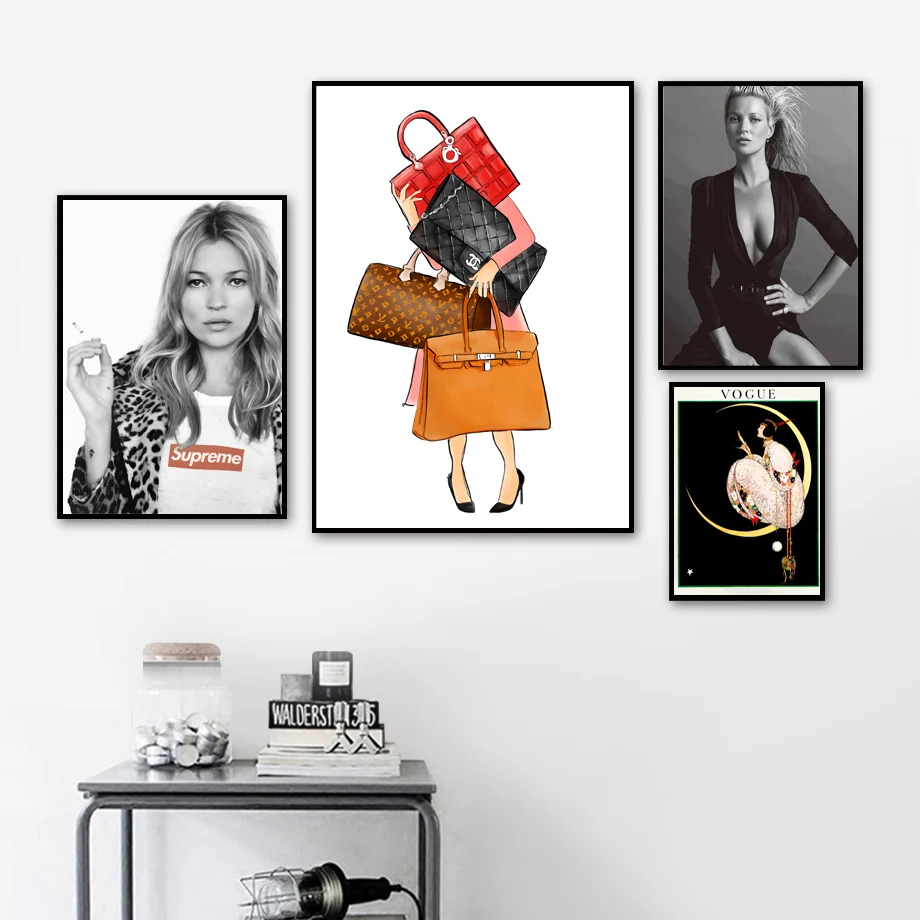 Vogue Model KateMoss Bag Girl Moon Wall Art Canvas Painting Nordic Posters And Prints Wall Pictures For Living Room Salon Decor
Vogue Model KateMoss Bag Girl Moon Wall Art Canvas Painting Nordic Posters And Prints Wall Pictures For Living Room Salon Decor