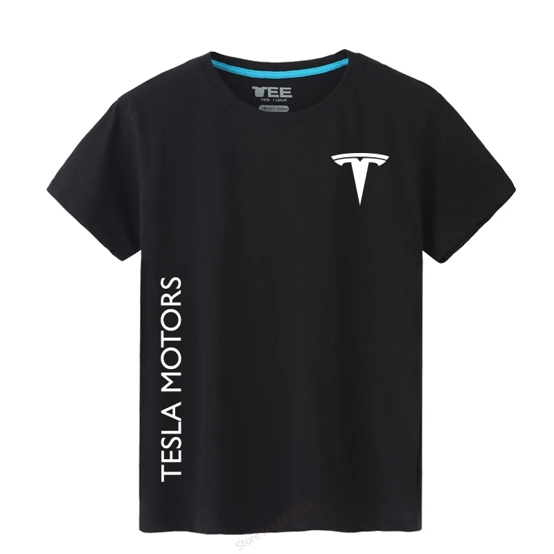 Новое поступление Хлопковая мужская футболка Tesla Motors с круглым вырезом летняя