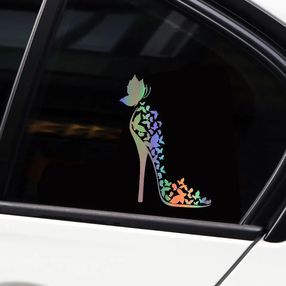 13cm17.1cm Fashion Butterfly Decor Vinyl Car Sticker Motorcycle Wall Window Auto Car Body Decal Stickers BlackSilverLaser (10)