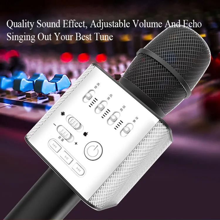 Original brand MicGeek Q9 Bluetooth Karaoke Microphone Wireless Professional Player speaker With Carring Case For Iphone Android_04