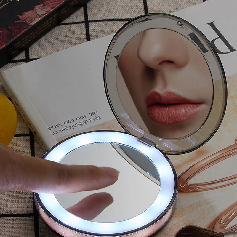 2019 LED Mini Makeup Mirror 1X 3X Magnify Hand Held Fold Small Portable Micro USB Connect Cable Built-in Battery Chargeable
2019 LED Mini Makeup Mirror 1X 3X Magnify Hand Held Fold Small Portable Micro USB Connect Cable Built-in Battery Chargeable