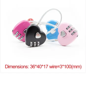 1pcs Love Heart Shapen 3-Digital Padlock Exquisite Wire Rope Combination Travel Bag Password Lock Safe Lock for Padlock Luggage
1pcs Love Heart Shapen 3-Digital Padlock Exquisite Wire Rope Combination Travel Bag Password Lock Safe Lock for Padlock Luggage
