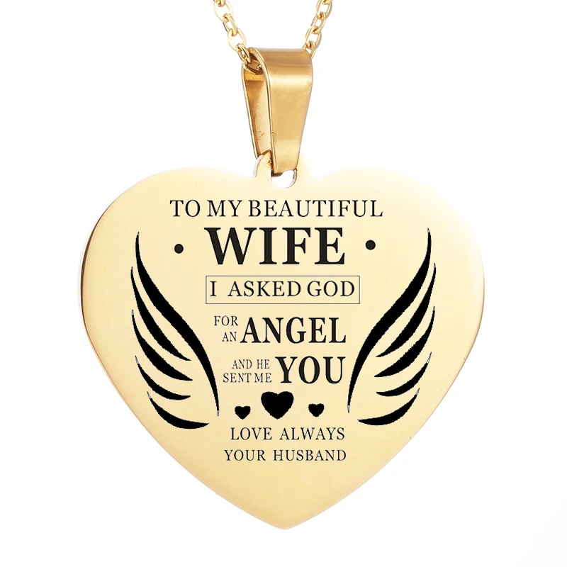 Heart wing Charms Stainless Steel Necklaces & Pendants for Women Choker Chain Necklace To My Beautiful Wife my baby Nameplate
Heart wing Charms Stainless Steel Necklaces & Pendants for Women Choker Chain Necklace To My Beautiful Wife my baby Nameplate