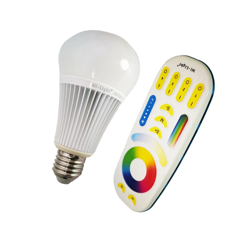 

Milight 2.4G Led Color Bulb,atmosphere Light E27 Led Lamp Smart Wireless 2.4G RF Remote AC 85-265V 9W RGB+CCT Led Light