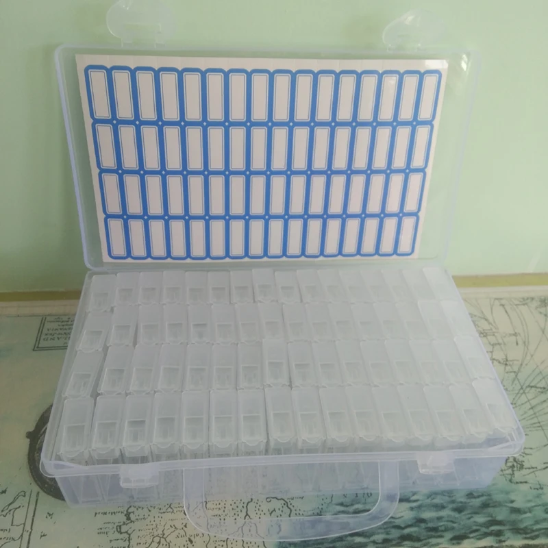 Diamond Painting Tool 64 lattice,transparent plastic storage box,