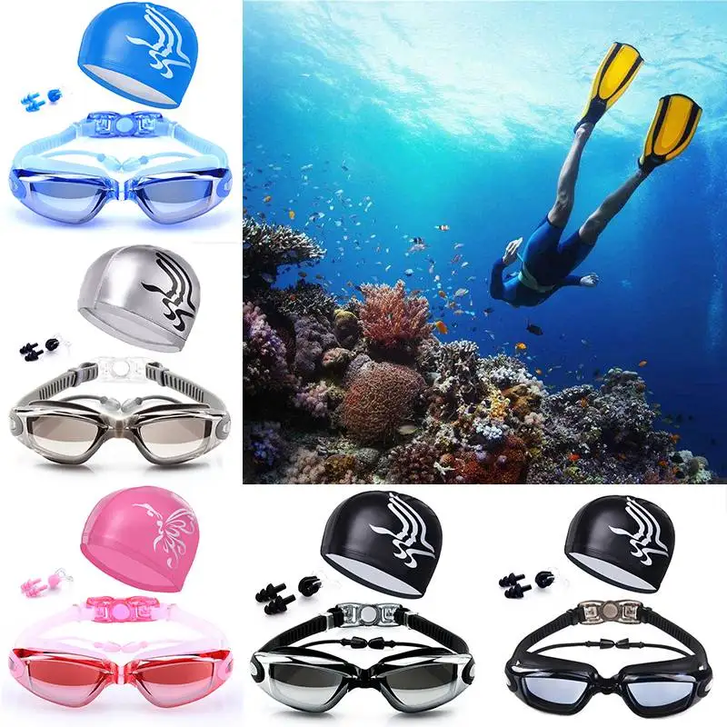 Waterproof HD Swimming Kit Anti-fog Swimming Goggles for Men/Women Frame Plating Goggles with Swimming Cap& Nose Clip & Earplugs
Waterproof HD Swimming Kit Anti-fog Swimming Goggles for Men/Women Frame Plating Goggles with Swimming Cap& Nose Clip & Earplugs