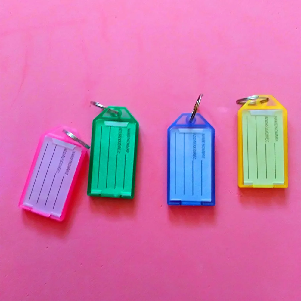 1 Pcs Metal Ring Colorful Plastic Key Fobs Luggage ID Card Name Label Tag Keyring Classification Key Chains
1 Pcs Metal Ring Colorful Plastic Key Fobs Luggage ID Card Name Label Tag Keyring Classification Key Chains