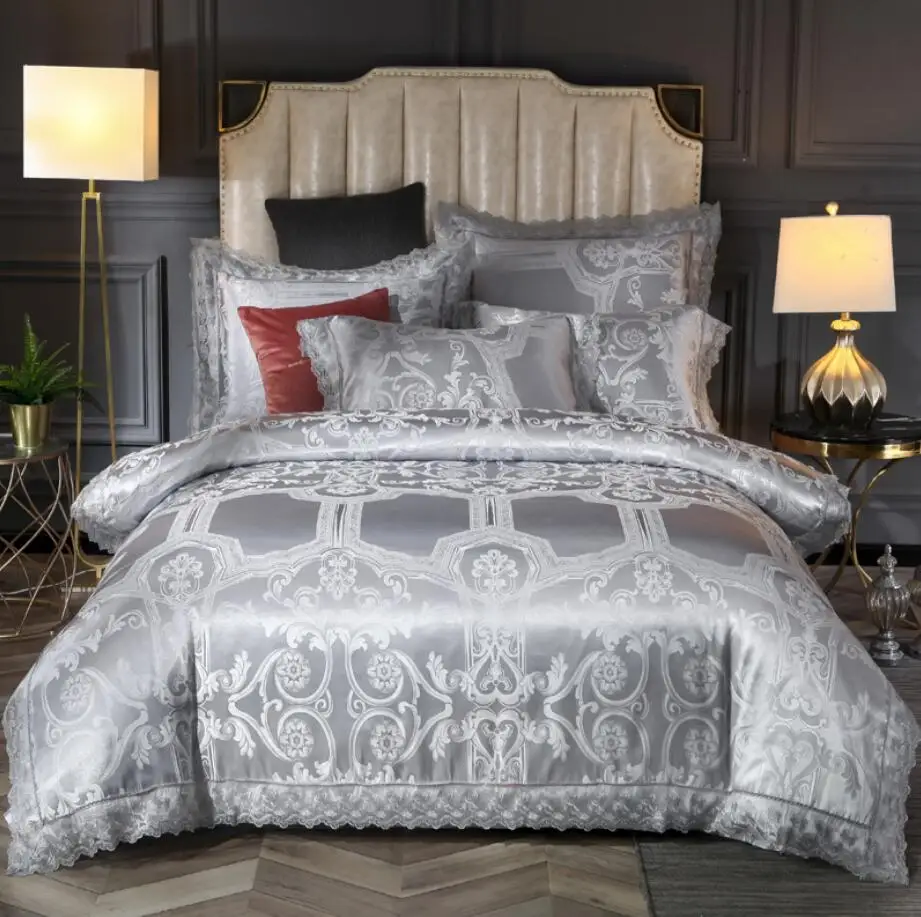 Home Textile Lace Embroidery Bedding Sets Luxury Jacquard Satin Quilt/Duvet Cover Queen King Size Bedclothes Bed Sheet Cotton
Home Textile Lace Embroidery Bedding Sets Luxury Jacquard Satin Quilt/Duvet Cover Queen King Size Bedclothes Bed Sheet Cotton